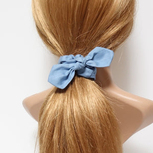 veryshine.com scrunchies/hair holder Light blue denim bow knot scrunchies simple casual cotton jean fabric scrunchy hair accessory