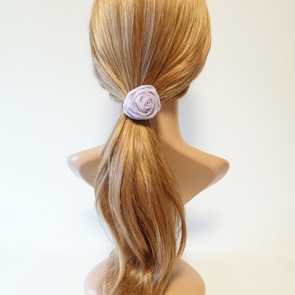 veryshine.com scrunchies/hair holder Light violet chiffon mini rose decorated hair elastic ponytail holder flower hair ties