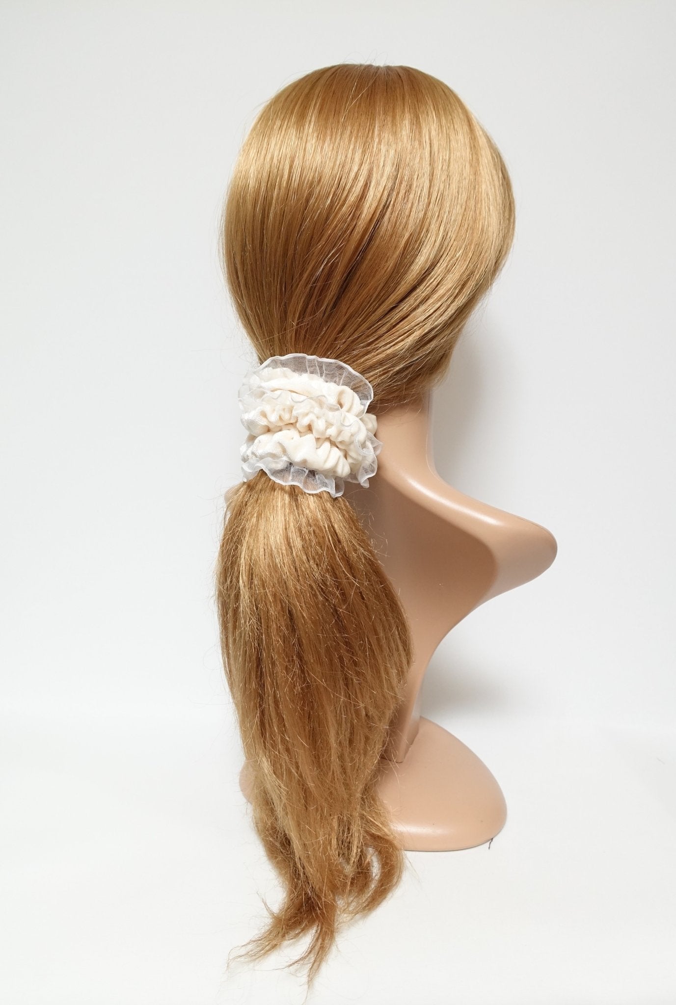 veryshine.com scrunchies/hair holder mesh trim decorated velvet scrunchies organdy fabric pretty hair scrunchie women hair accessory