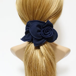 veryshine.com scrunchies/hair holder Navy side flower bow decorated ruffle scrunchies women hair accessories