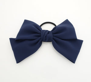 veryshine.com scrunchies/hair holder Navy simple chiffon bow ponytail holder basic style hair bow tie elastics