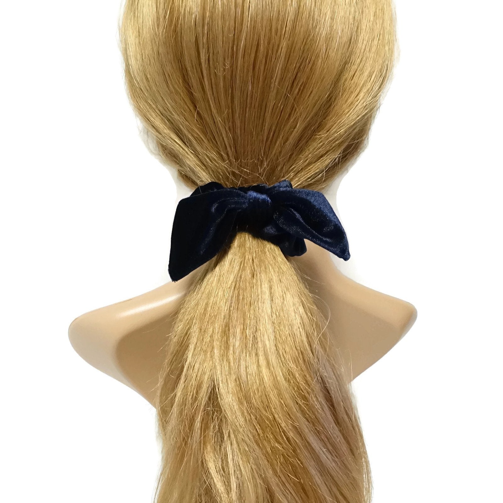 veryshine.com scrunchies/hair holder Navy velvet bow knot scrunchies cute solid velvet scrunchy with hair bow women hair accessory