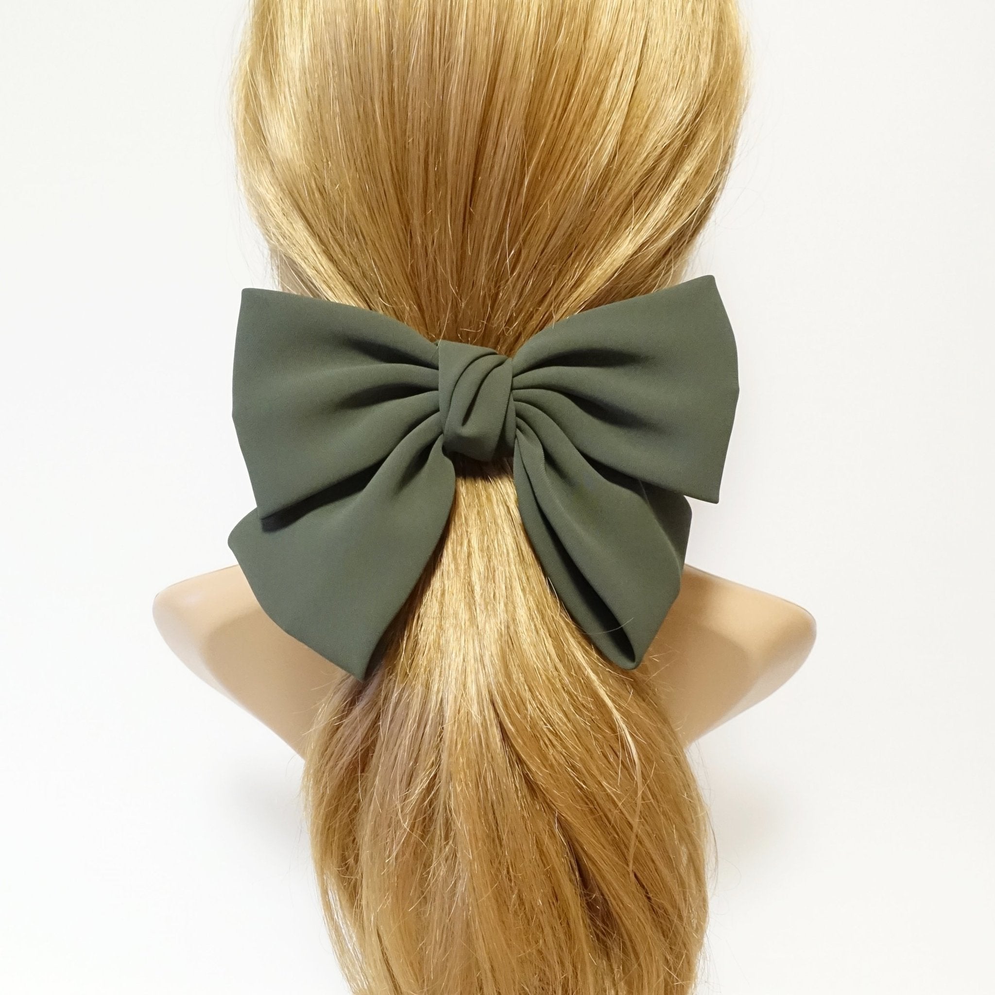 veryshine.com scrunchies/hair holder Olive green simple chiffon bow ponytail holder basic style hair bow tie elastics