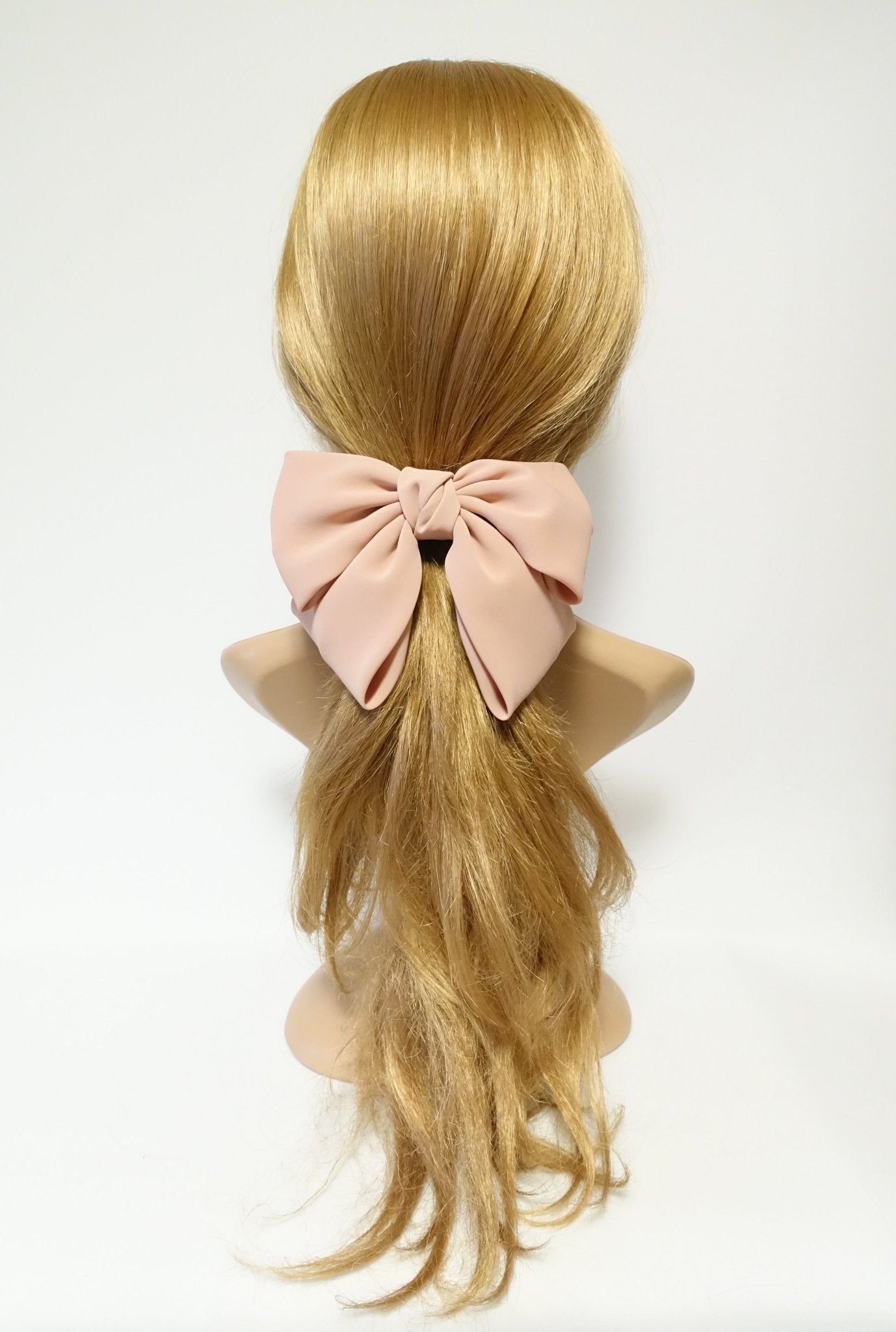 veryshine.com scrunchies/hair holder Peach beige simple chiffon bow ponytail holder basic style hair bow tie elastics