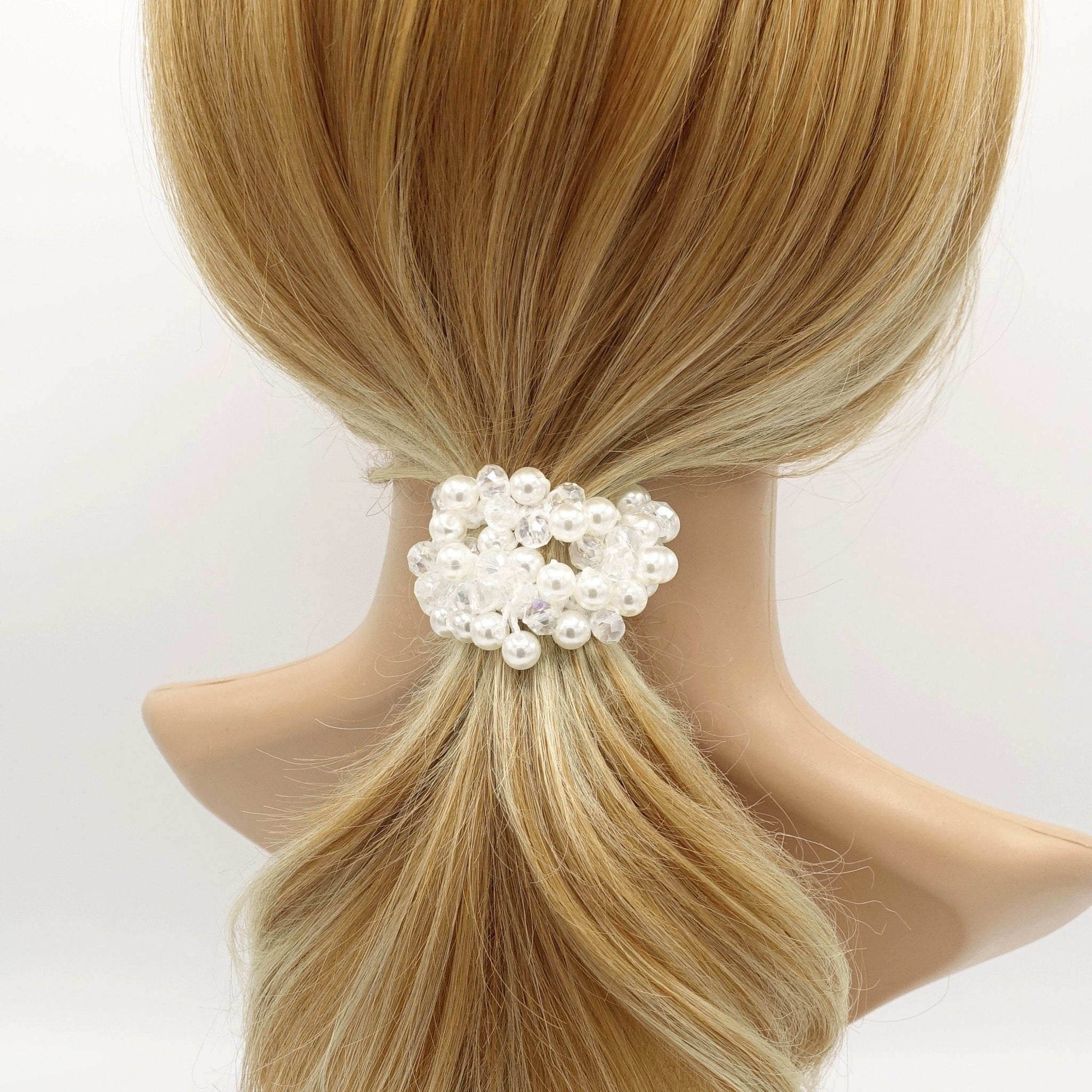 veryshine.com scrunchies/hair holder pearl ball angle stones beaded hair elastic ponytail holder woman hair accessory