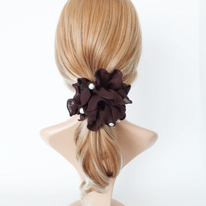 veryshine.com scrunchies/hair holder pearl decorated chiffon scrunchies women hair elastic scrunchie