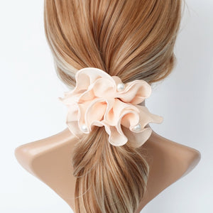 veryshine.com scrunchies/hair holder pearl decorated chiffon scrunchies women hair elastic scrunchie