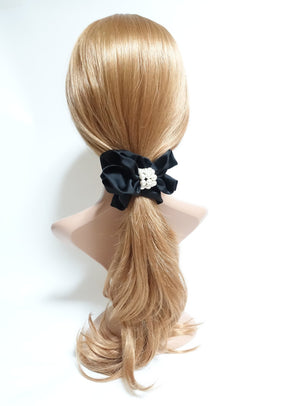 veryshine.com scrunchies/hair holder Pearl Decorated Satin Hair Scrunchies Hair Elastics Women Hair Accessories