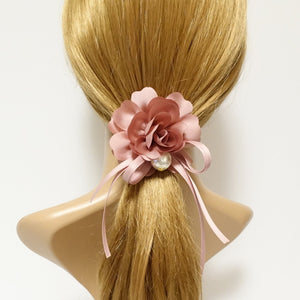 veryshine.com scrunchies/hair holder Pink Flower Bow Knot Decorated Pretty Ponytail Holder Hair Elastic