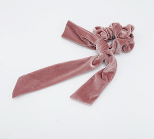 veryshine.com scrunchies/hair holder Pink long tail velvet knot scrunchies women hair accessories