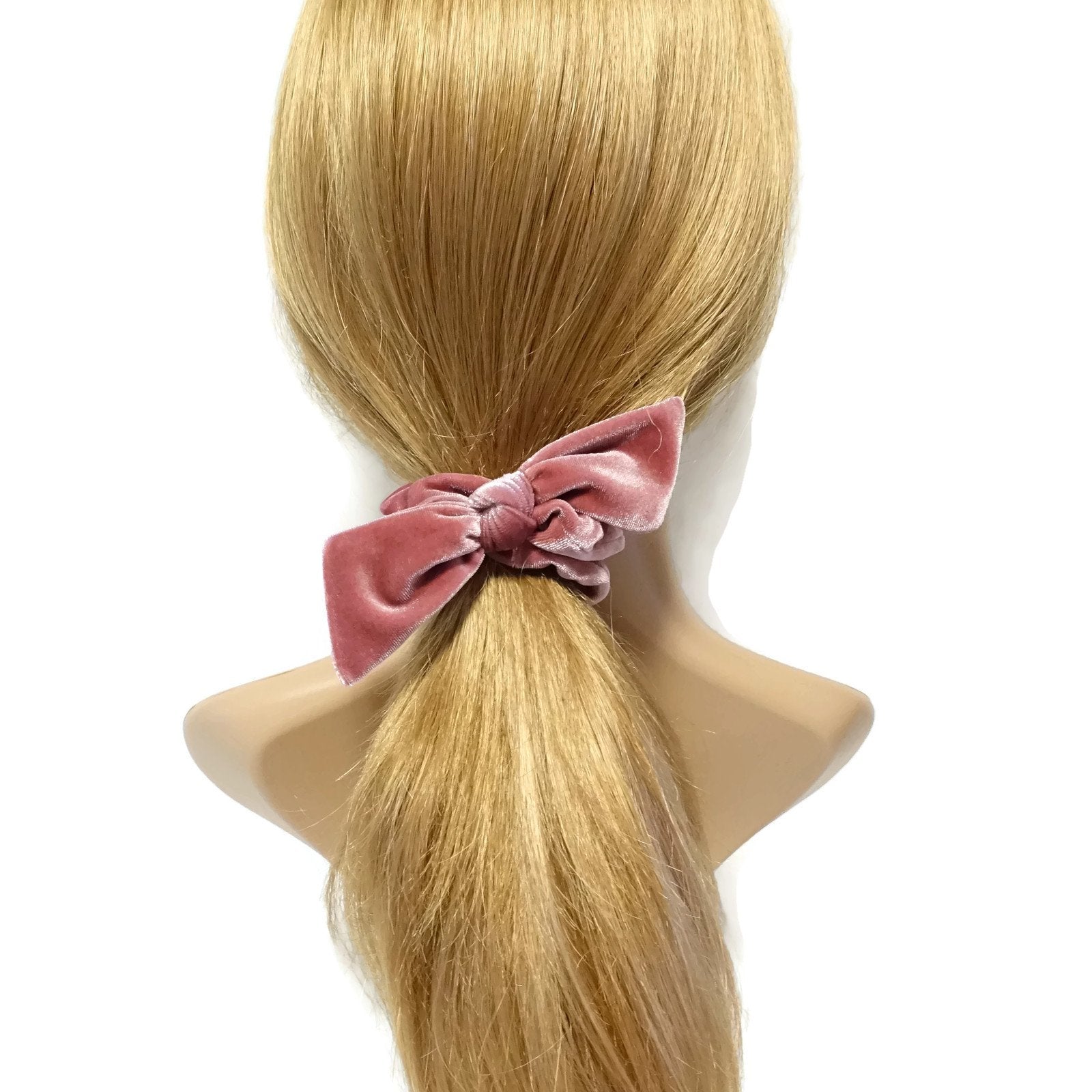veryshine.com scrunchies/hair holder Pink velvet bow knot scrunchies cute solid velvet scrunchy with hair bow women hair accessory