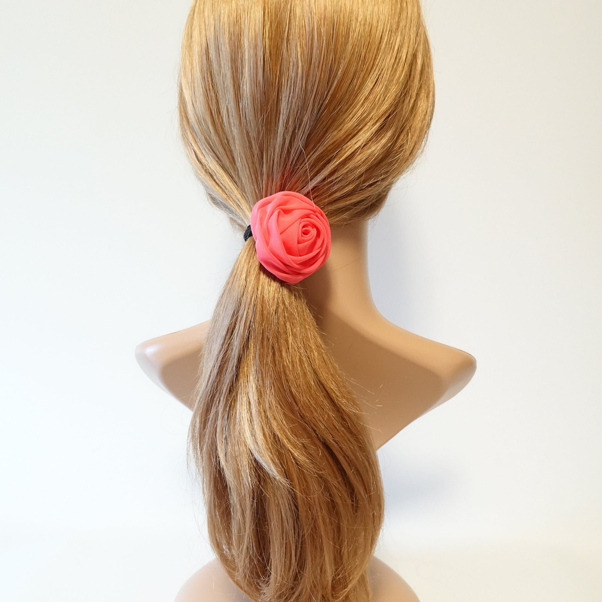veryshine.com scrunchies/hair holder Punch chiffon mini rose decorated hair elastic ponytail holder flower hair ties