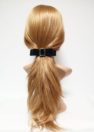 veryshine.com scrunchies/hair holder rectangle rhinestone buckle velvet hair bow barrette women hair accessory