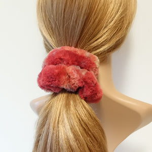 veryshine.com scrunchies/hair holder Red fabric faux fur soft hair scrunchies large hair scrunchie for women