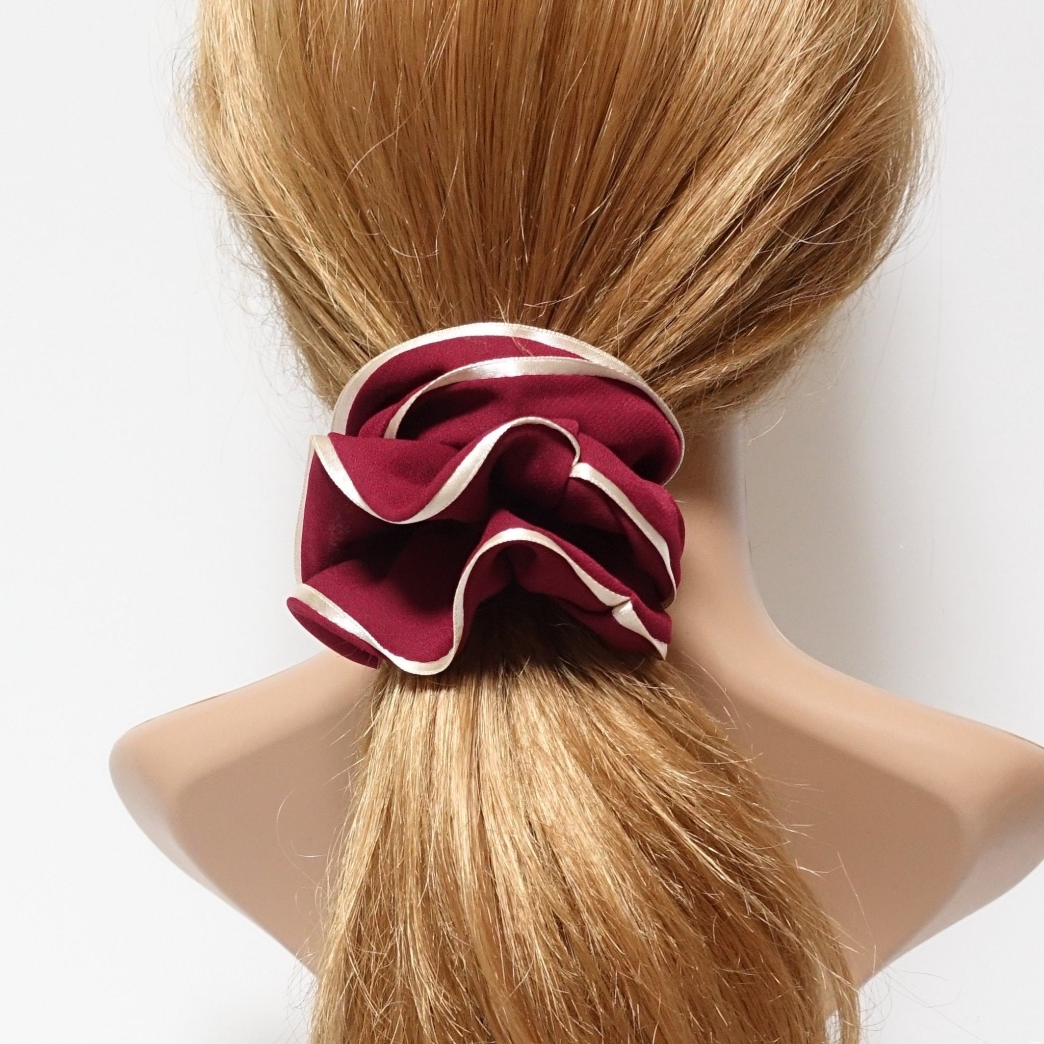 veryshine.com scrunchies/hair holder Red wine 2 trim chiffon scrunchy glossy edge trim scrunchies women hair accessories