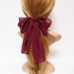veryshine.com scrunchies/hair holder Red wine chiffon bow knot hair elastic tailed ponytail holder women hair accessories
