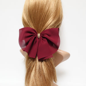 veryshine.com scrunchies/hair holder Red wine chiffon hair bow golden chain decorated butterfly hair bow barrette women hair accessory