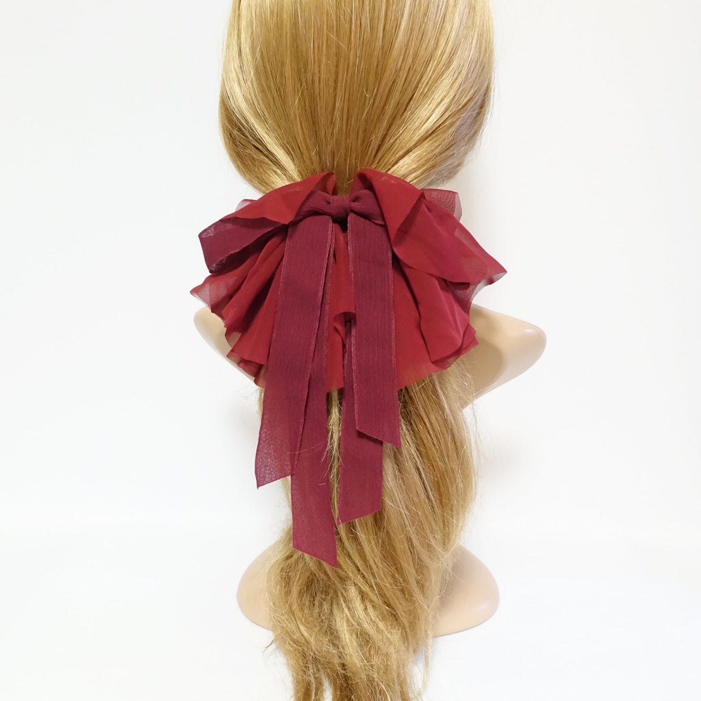 veryshine.com scrunchies/hair holder Red wine translucent chiffon hair bow ray fish motivated floppy hair bow french barrette