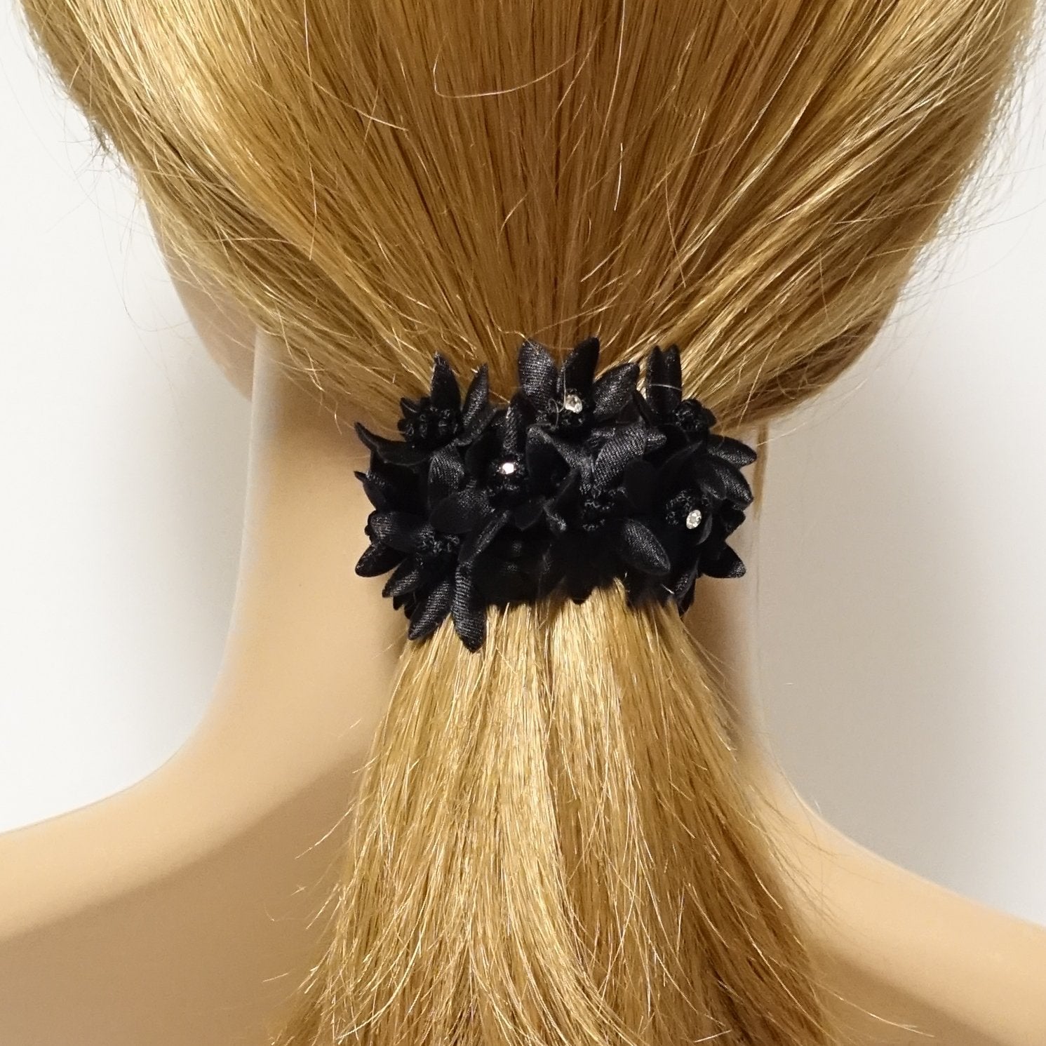 veryshine.com scrunchies/hair holder Rhinestone Hair Elastics Flower Petal Crochet Wrapped Elastic Ponytail Holder women hair accessory