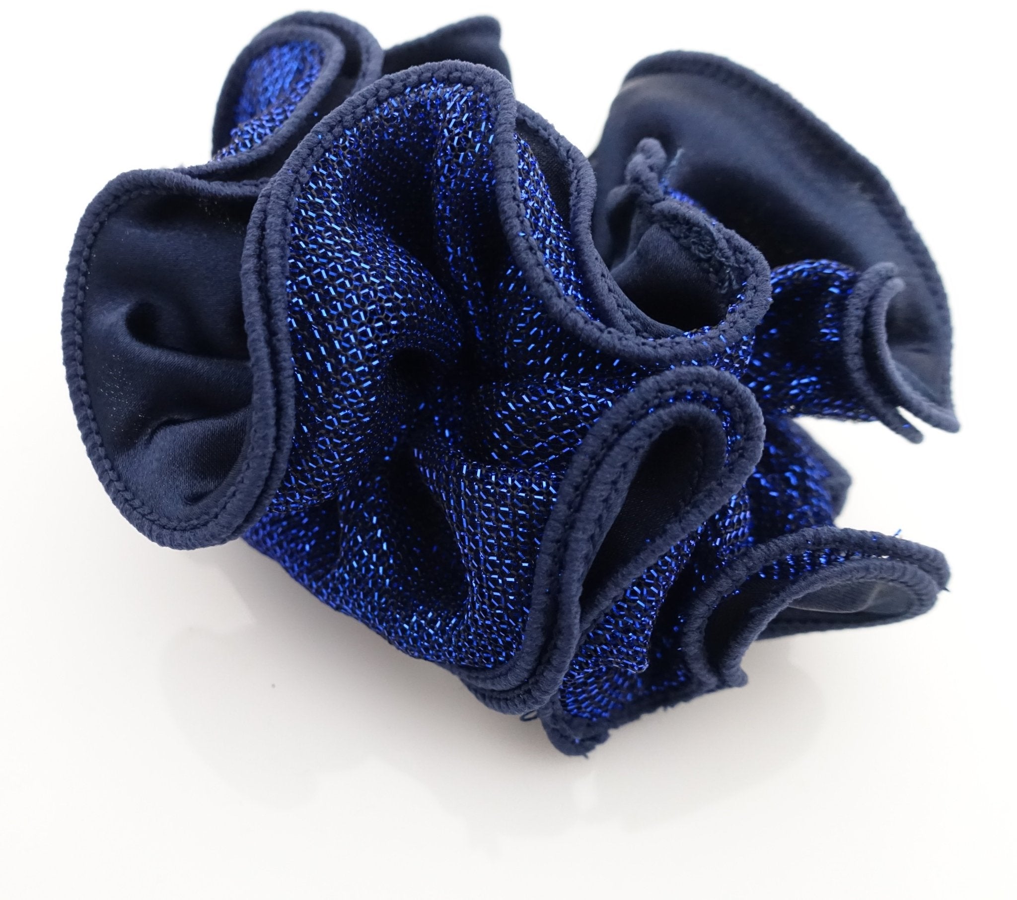 Satin Meshed Fabric Combination Dazzling Ponytail Holder  Elastic Scrunchie.
