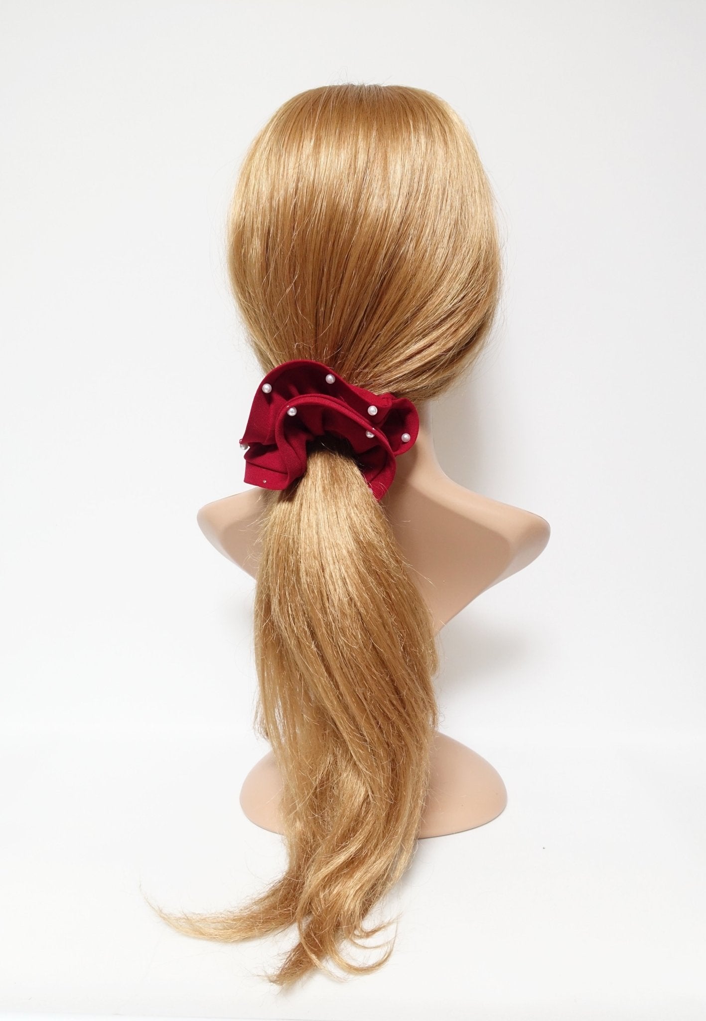 veryshine.com scrunchies/hair holder trim pearl stud decorated chiffon scrunchy solid hair elastic scrunchies