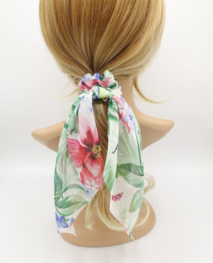 veryshine.com scrunchies/hair holder tropical colorful print chiffon tail knot scrunchies plant flower hair elastic scrunchy