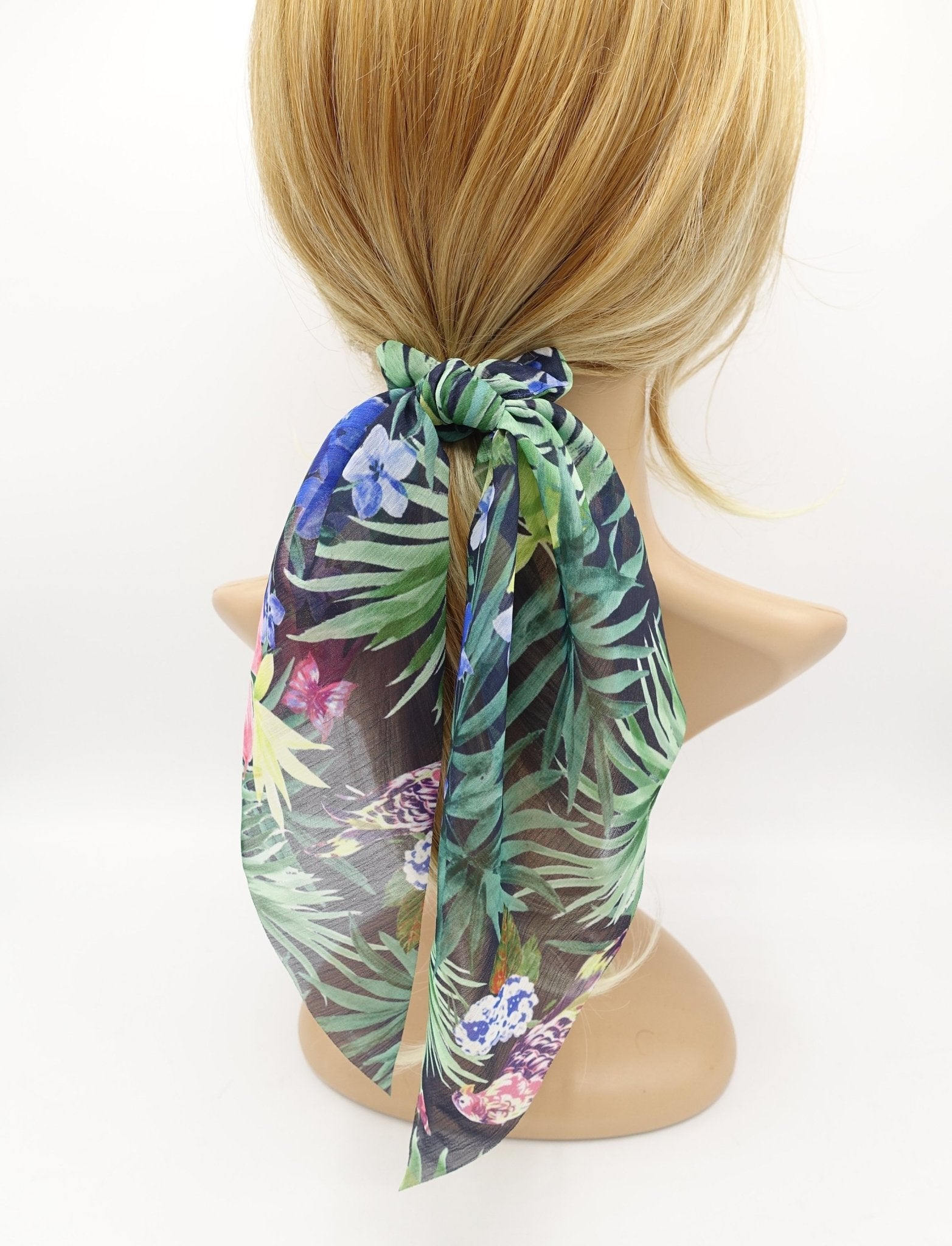 veryshine.com scrunchies/hair holder tropical colorful print chiffon tail knot scrunchies plant flower hair elastic scrunchy
