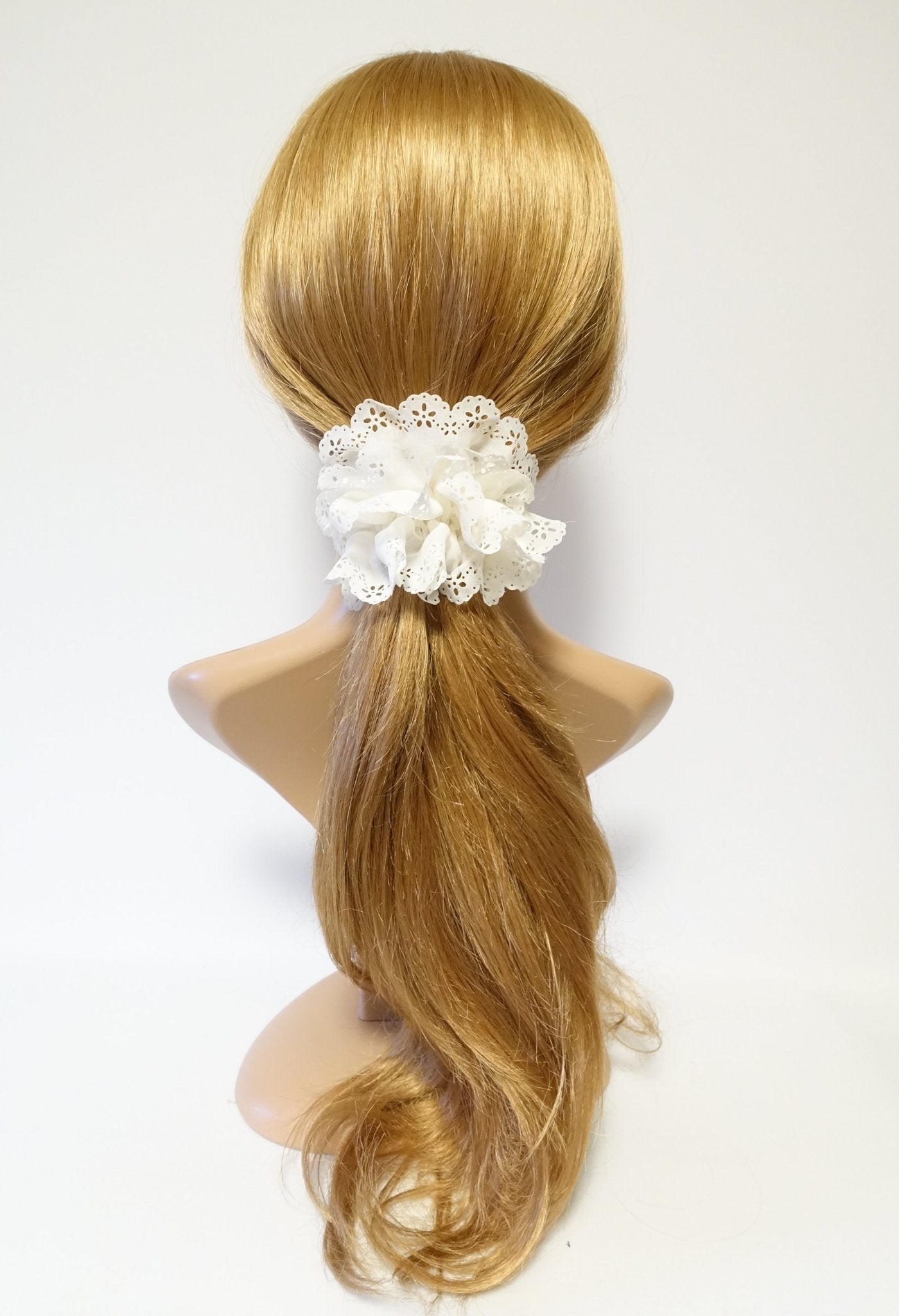 veryshine.com scrunchies/hair holder white Floral Lace petal hair elastic edge chiffon scrunchies