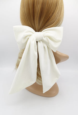 veryshine.com scrunchies/hair holder White giant velvet bow french barrette wide tail women hair accessory