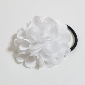 veryshine.com scrunchies/hair holder White Handmade Dahlia Flower Hair Elastics Ponytail Holder