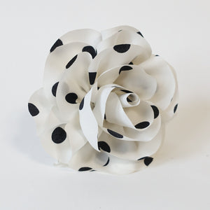 veryshine.com scrunchies/hair holder White Handmade Polka Dot Print Flower Hair Elastics Ponytail Holder