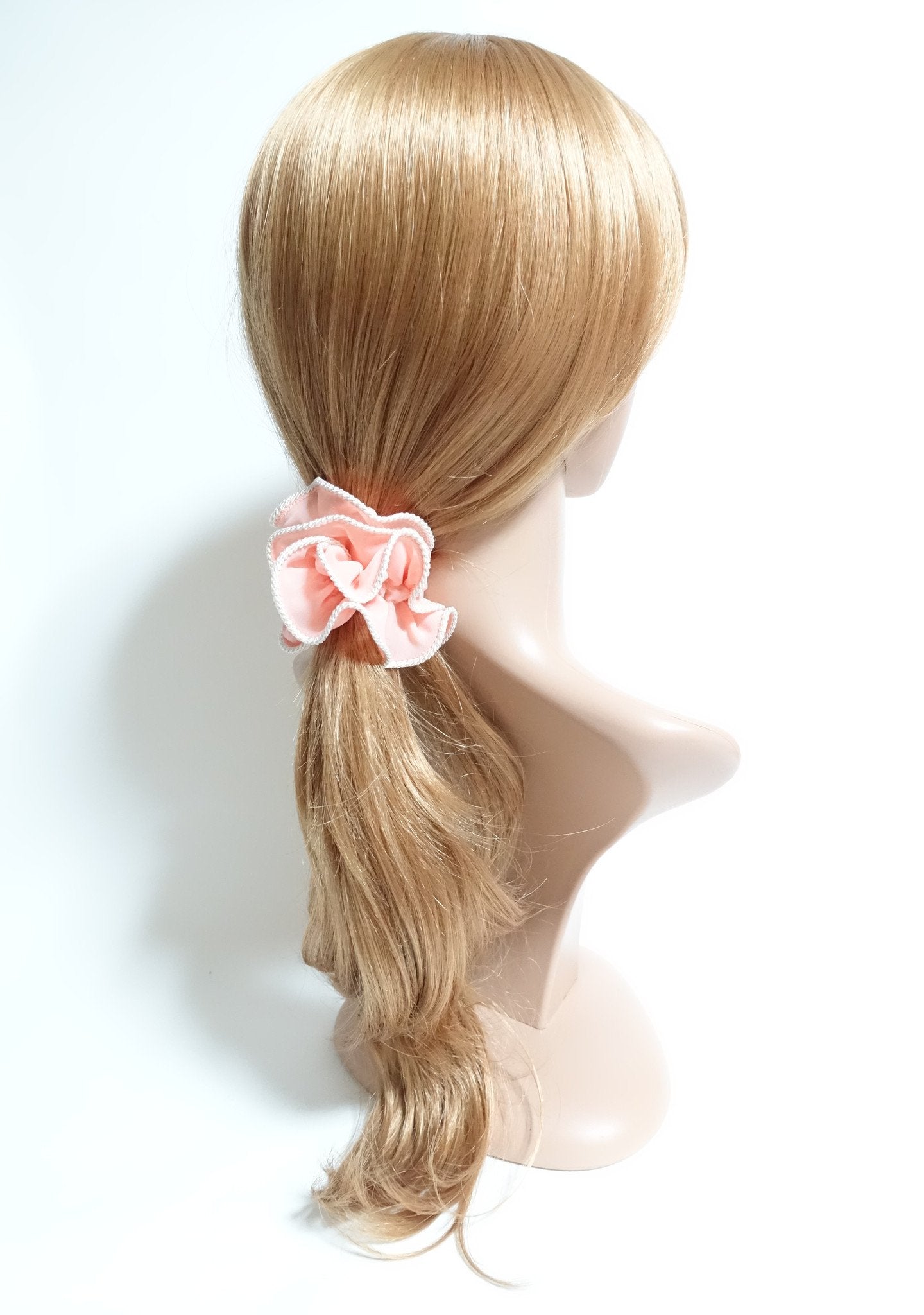 veryshine.com scrunchies/hair holder White Thread Trim Hair Chiffon Scrunchies Elastic Band Women Hair Accessories