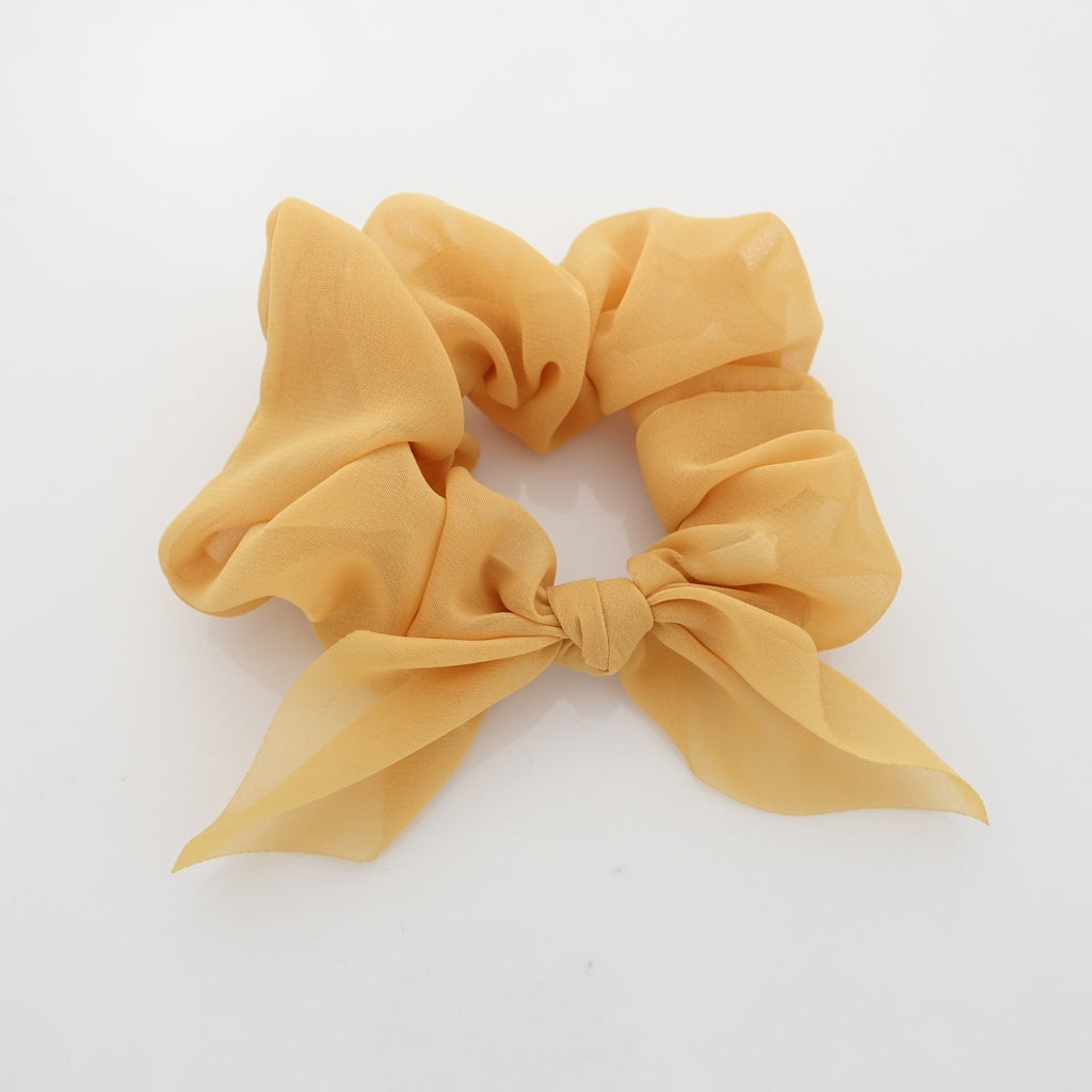 veryshine.com scrunchies/hair holder Yellow translucent chiffon bow knot scrunchies pretty women scrunchie hair accessory