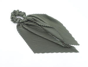 veryshine.com Scrunchies Khaki green pleated scrunchies tailed glossy hair elastic hair accessory for women