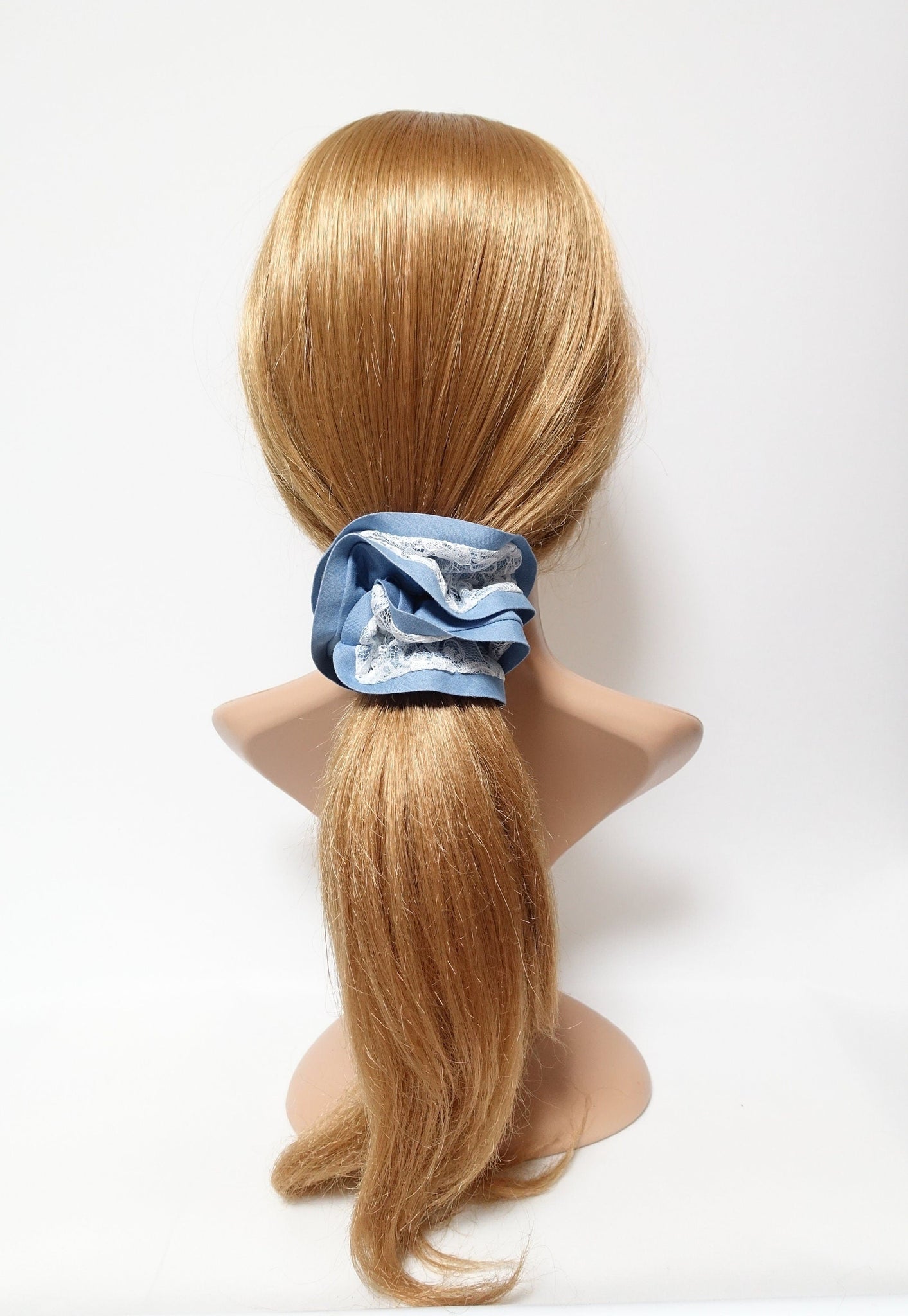 veryshine.com Scrunchies lace layered denim scrunchies woman hair elastic accessory