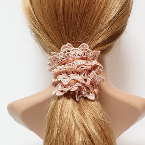 veryshine.com Scrunchies lace sleek pearl ball beaded scrunchy woman elastic hair ties scrunchies