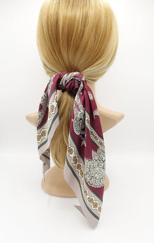 veryshine.com Scrunchies Maroon big paisley scarf scrunchies satin knot hair elastic scrunchie for women