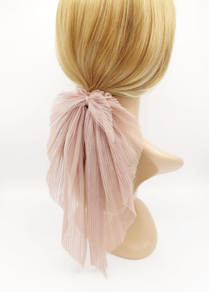 veryshine.com Scrunchies Mauve mesh pleated long tail scrunchies bow knot scrunchie women elastic hair tie accessories