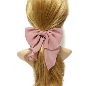 veryshine.com Scrunchies Mauve pink Chiffon solid color bow knot hair tie elastic ponytail holder for women