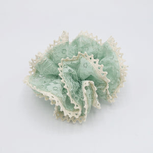 veryshine.com Scrunchies Mint floral lace scrunchies,, double edge scrunchies for women