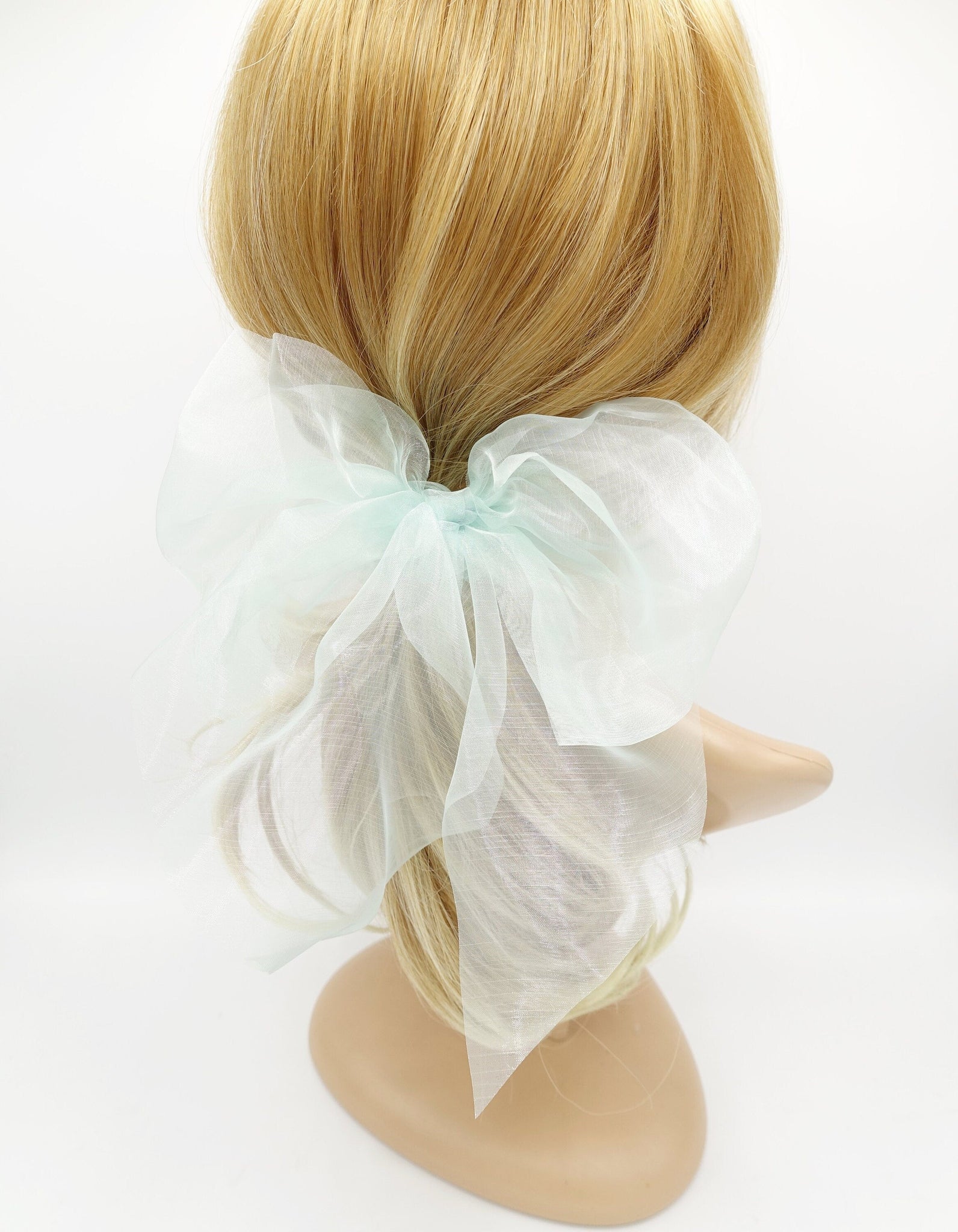 veryshine.com Scrunchies Mint organza bow knot scrunchies see through hair elastic tie women hair accessory