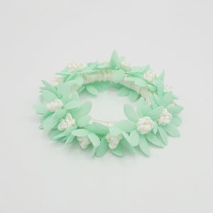 veryshine.com Scrunchies Mint pastel flower petal scrunchies hair elastic scurnchie for women