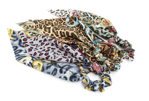 veryshine.com Scrunchies modern leopard print scrunchies long tail wing knot hair elastic glossy scrunchy