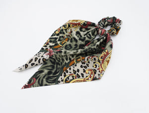 veryshine.com Scrunchies modern leopard print scrunchies long tail wing knot hair elastic glossy scrunchy