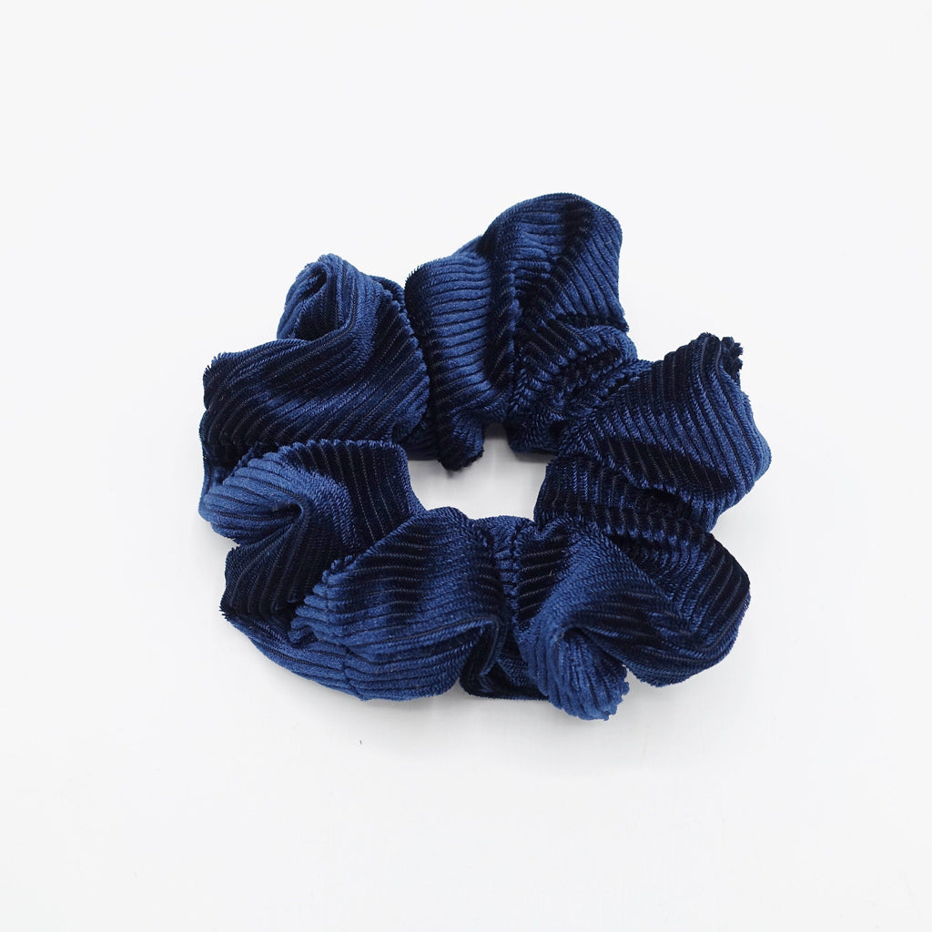 veryshine.com Scrunchies Navy blue corduroy velvet scrunchies medium hair elastic scrunchie for women