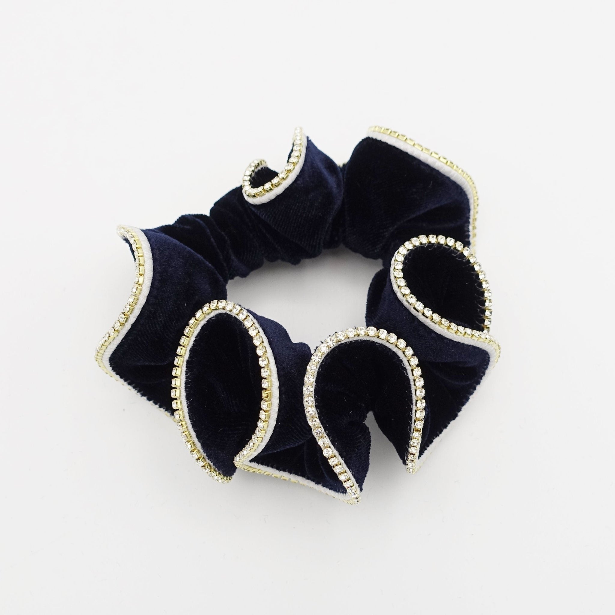 veryshine.com Scrunchies Navy crystal rhinestone decorated velvet scrunchies women hair elastic tie scrunchy
