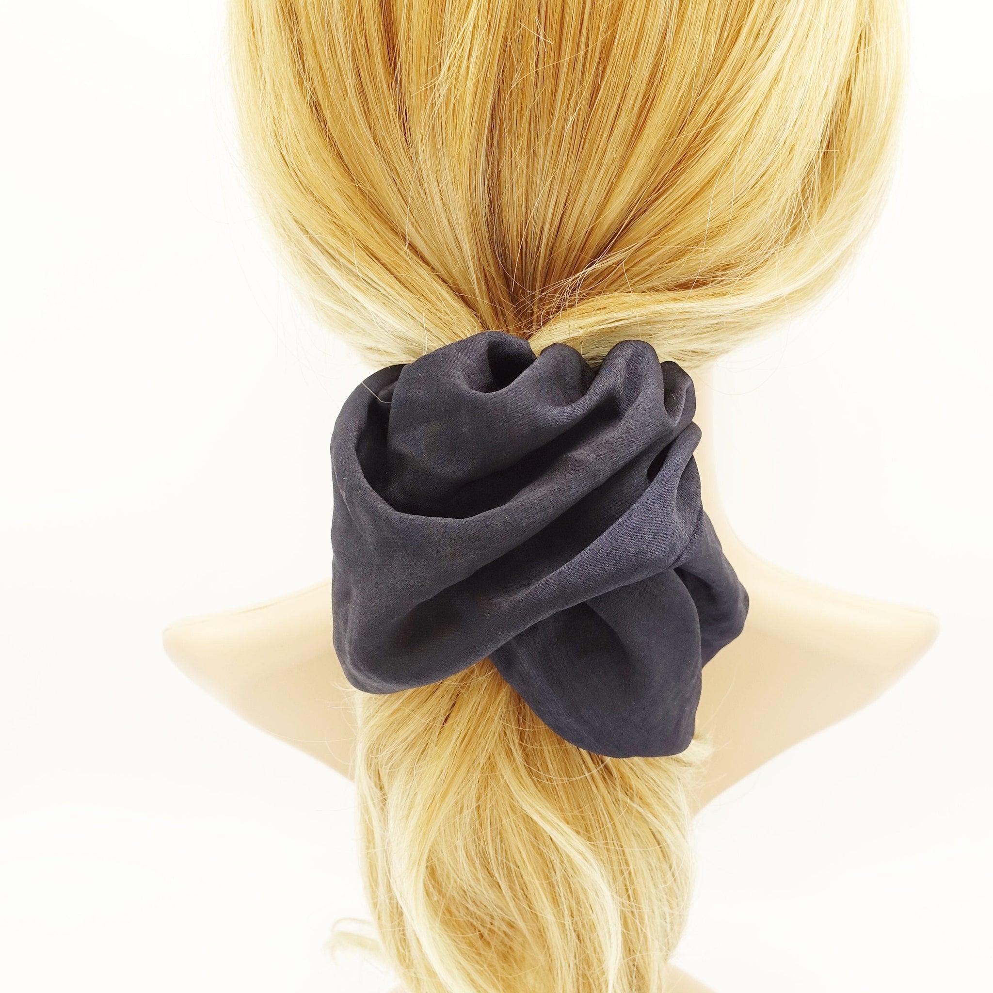 veryshine.com Scrunchies Navy glossy asymmetric scrunchies hair elastic scrunchy for women