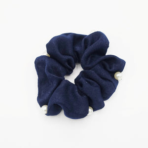 veryshine.com Scrunchies Navy pearl attached glossy scrunchies women hair accessory