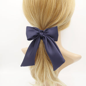 veryshine.com Scrunchies Navy satin hair bow knot scrunchies glossy tail bow scrunchy women hair accessory