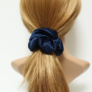 veryshine.com Scrunchies Navy soft glossy satin scrunchies basic women hair tie scrunchie
